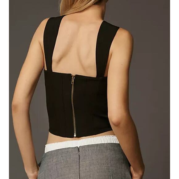 Anthropologie Sunday in Brooklyn Black Ponte Corset Crop Top Sz. M NWT - Picture 2 of 7
